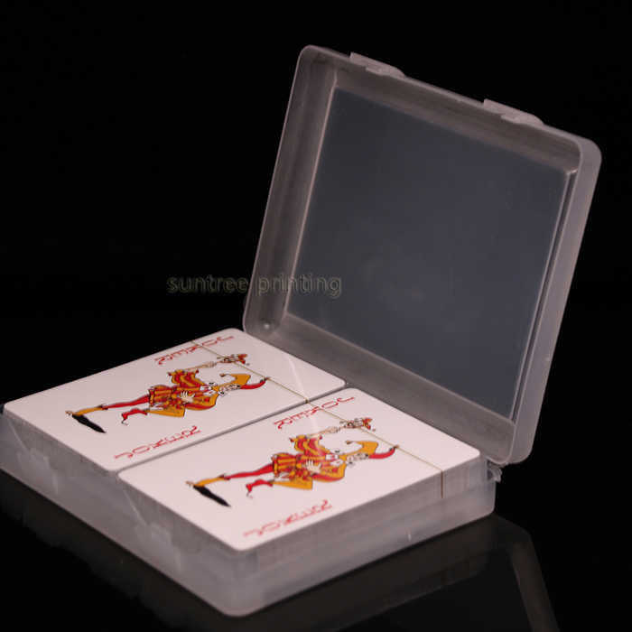 Plastic playing cards with double deck  -plastic box