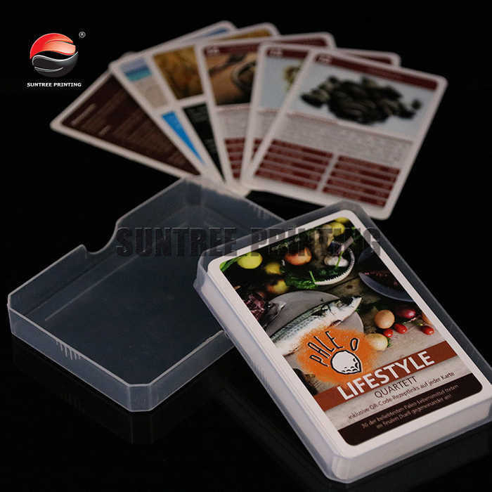 Cards game in transparent plastic box