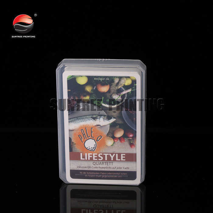 Cards game in transparent plastic box